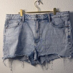 Denim Frayed Hem Women Shorts
